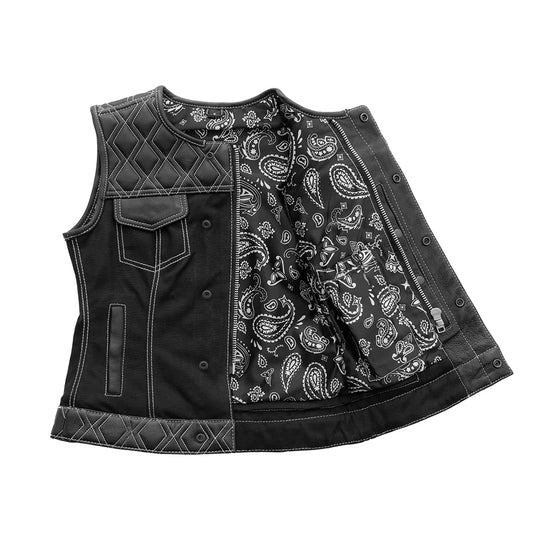 Striker -Diamond Quilt Women's White/Blk Vest - Skootdog.com