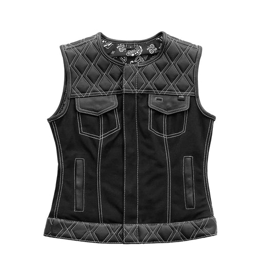 Striker -Diamond Quilt Women's White/Blk Vest - Skootdog.com
