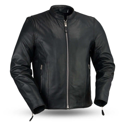 Ace - Men's Motorcycle Clean Café Style Leather Jack - Skootdog.com