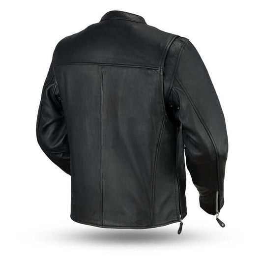 Ace - Men's Motorcycle Clean Café Style Leather Jack - Skootdog.com