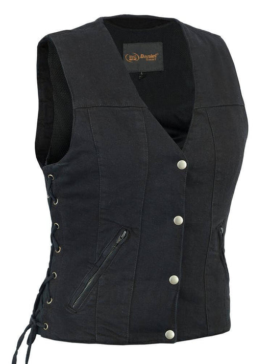 DM906BK Women's Single Back Panel Concealed Carry Denim Vest - Skootdog.com