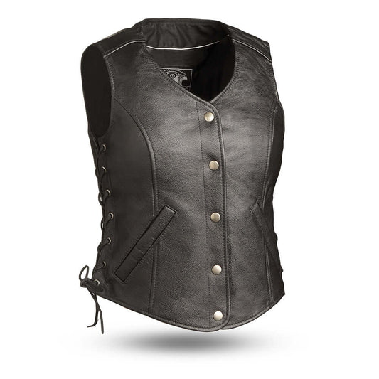 Honey Badger - Women's Motorcycle Leather Vest - Skootdog.com