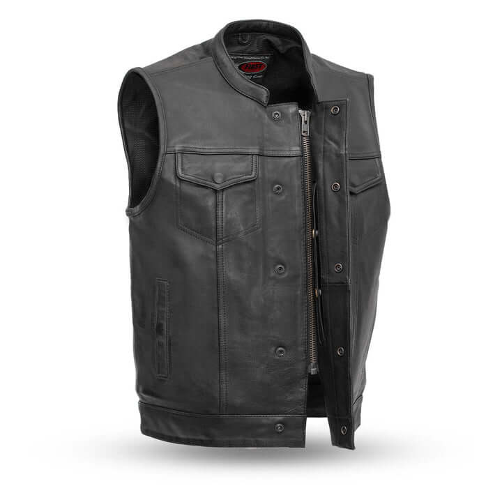 Sharp Shooter - Men's Motorcycle Leather Vest - Skootdog.com
