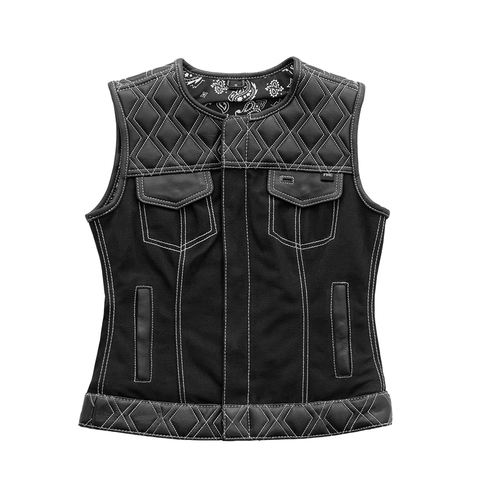 Striker -Diamond Quilt Women's White/Blk Vest - Skootdog.com