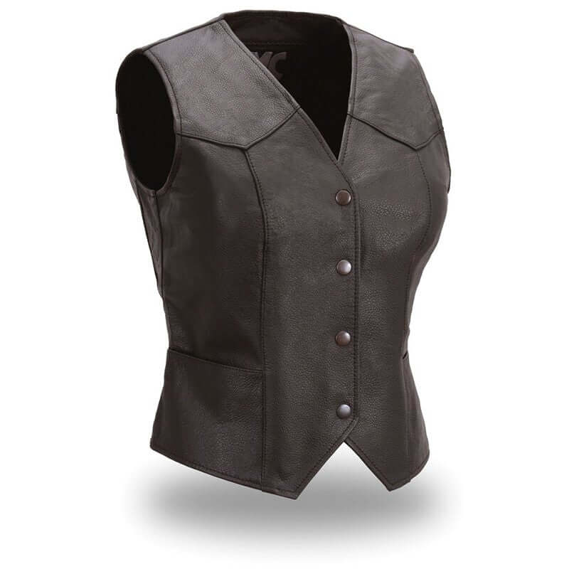 Sweet Sienna - Women's Motorcycle Western Style Leather Vest - Skootdog.com